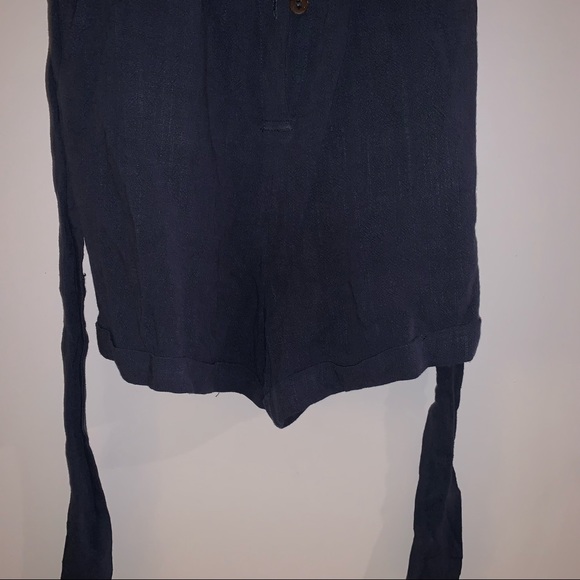 Vici Button Down Tie Waist Navy Romper Size Med - Picture 16 of 16